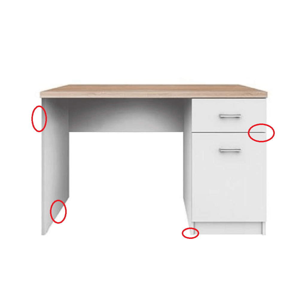 PC stôl 1D1S, biela/dub sonoma, TOPTY TYP 09 P1, poškodený tovar